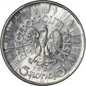 5 złotych 1934, Piłsudski, orzeł urzędowy, menniczy