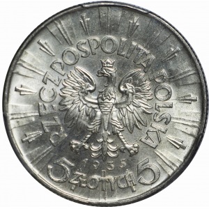 5 złotych, 1935, Piłsudski, menniczy