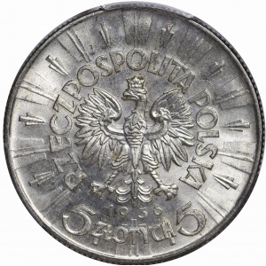 5 złotych, 1936, Piłsudski, menniczy