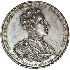 R-, Pomorze, Karol XII, Talar medalowy 1709, Szczecin, R3