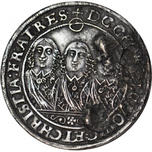 R-, Śląsk, Jerzy III Brzeski, Ludwik IV Legnicki i Krystian Wołowsko-Oławski, Półtalar 1652, Brzeg