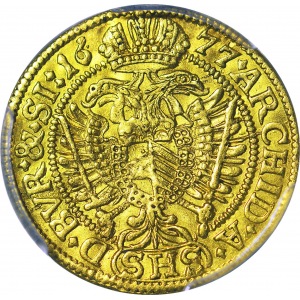RRR-, Leopold I 1658-1705, DUKAT 1677 SHS Wrocław, brak notowań aukcyjnych