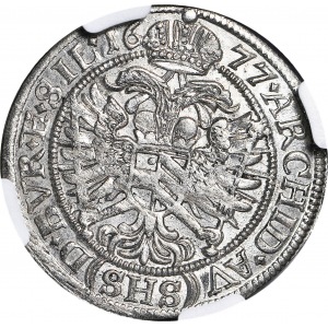 Śląsk, Leopold I, Wrocław, 6 krajcarów 1677, BVR.S.SIL., D, mennicze