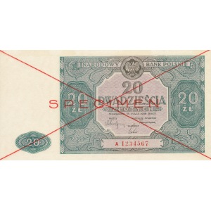SPECIMEN, 20 złotych 1946, ser. A1234567