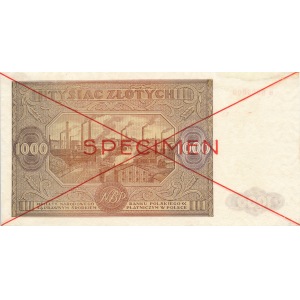 SPECIMEN, 1000 złotych 1946, ser. B 8900000