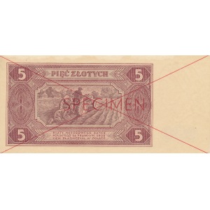 SPECIMEN, 5 złotych 1948, ser. AL1234567