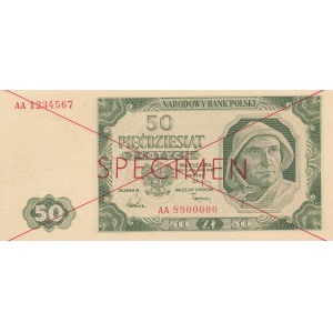 SPECIMEN, 50 złotych 1948, ser. AA 1234567