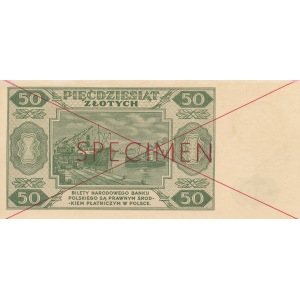 SPECIMEN, 50 złotych 1948, ser. AA 1234567