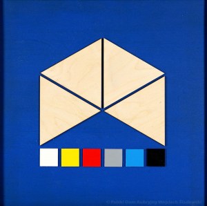 Gerard Jürgen Blum-Kwiatkowski (1930 - 2015), Kompozycja geometryczna na niebieskim tle