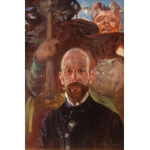 Jacek Malczewski (1854 Radom - 1929 Kraków), Autoportret ze Sławą i Satyrem, 1902 r.