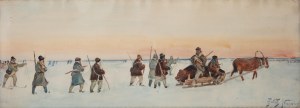 Julian Fałat (1853 Tuligłowy - 1929 Bystra), Scena z polowania