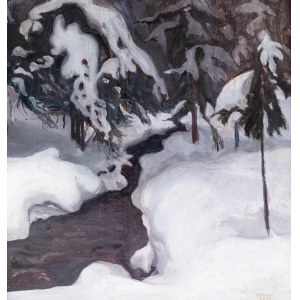 Jan Rubczak (1884 Stanisławów - 1942 Oświęcim), Potok w śniegu, 1906 r.