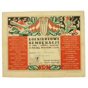 Dyplom Żołnierzowi Demokracji