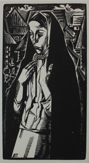 Tadeusz Kulisiewicz (1899-1988), Dziewczyna w chuście (wkładka do czasopisma „Arkady”, Rocznik 3, 1937, nr 2)