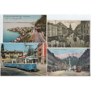 Külföldi villamosok, kb 70 db városképes lap, fele régi / Foreign city views with trams, ca 70 postcards, fifty...