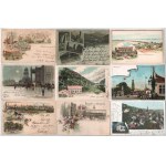 76 db RÉGI külföldi város képeslap és pár motívum kis albumban, vegyes minőség...