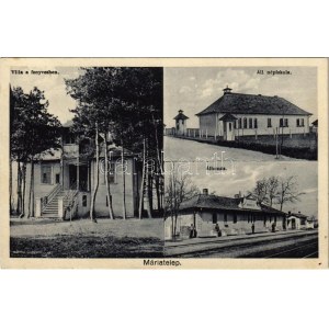 1929 Balatonfenyves, Máriatelep, Villa a fenyvesben, állami népiskola, vasútállomás ...