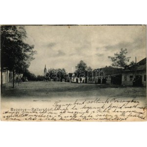 1907 Bezenye, Pallesdorf (Mosonmagyaróvár); utca, templom. Pressburger Mihály kiadása (EK)