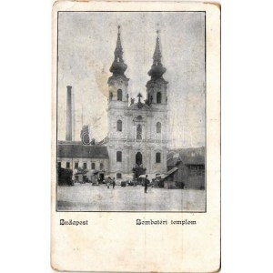 Budapest I. Bomba tér (ma Batthyány tér), templom, piac, gőzmalom, Hauer üzlete (EK)