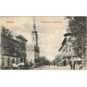 1911 Budapest I. Krisztina tér, templom, cukrászda, gyógyszertár