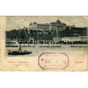 1899 (Vorläufer) Budapest I. Királyi vár, Fiume szálloda, gőzhajó. Divald Károly 10. (kis szakadások / small tears...