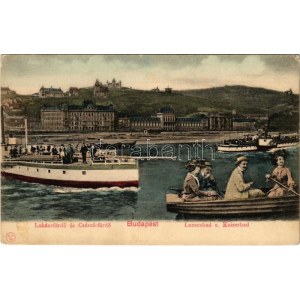 Budapest II. Lukács és Császár fürdő. Montázs hajókkal és csónakokkal