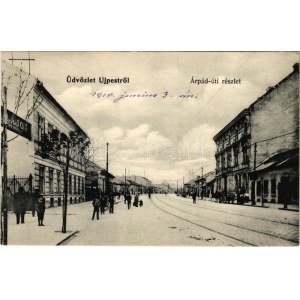 1910 Budapest IV. Újpest, Árpád úti részlet, villamospálya. Weisz Berthold kiadása