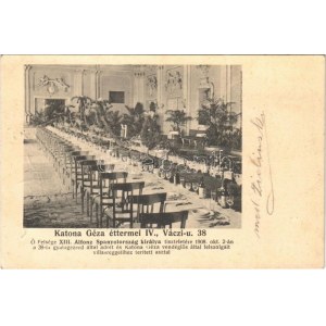 1912 Budapest V. Katona Géza éttermei, Ő Felsége XIII. Alfonz Spanyolország királya tiszteletére 1908. okt. 2-án a 38...