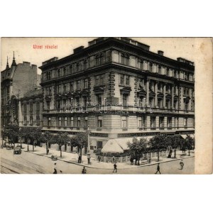1909 Budapest VI. Bronner Miksa Francais kávéháza, Müller Dávid üzlete, Fővárosi Orfeum. Andrássy út 32...