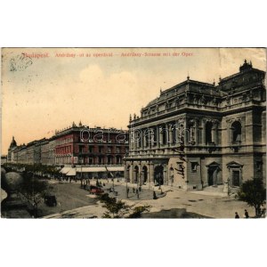 1912 Budapest VI. Andrássy út és Opera, The Mutual New York Életbiztosító Társaság, Windsor nagy kávéház (szakadás ...