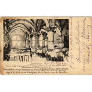 1902 Budapest VII. Gambrinus az ország legnagyobb és legszebb bor és sör csarnoka, belső. Erzsébet körút 27. (fl...