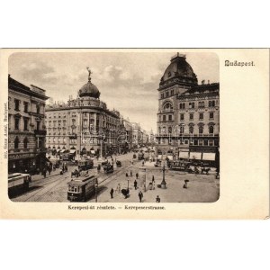 Budapest VIII. Kerepesi út és Rákóczi út (Blaha Lujza tér), villamos, kávéház, Kartschmaroff A. üzlete...