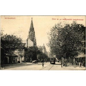 1913 Budapest IX. Üllői út, Örökimádás templom, 29-es villamos