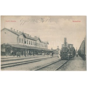 1911 Budapest XI. Kelenföld, vasútállomás, gőzmozdony (EK)