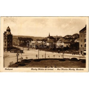 1926 Budapest XI. Horthy Miklós úti körönd (ma Bartók Béla út), villamos...