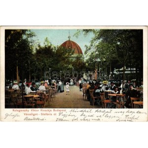 1905 Budapest XIV. Kolegerszky Viktor kioszkja a Városligetben, Stefánia út, kert