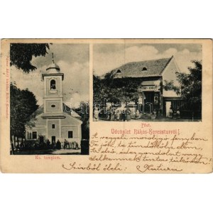 1900 Budapest XVII. Rákoskeresztúr, Evangélikus templom, Fő út, Vámos Adolf üzlete és saját kiadása (EK...