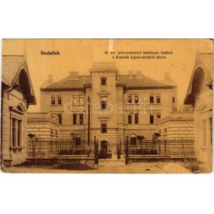 1907 Budapest XXII. Budafok, M. kir. pincemesteri tanfolyam épülete a Kossuth Lajos utcáról nézve (Rb...