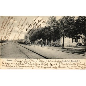 1904 Ercsi, vasútállomás, gőzmozdony. Déri János és fia kiadása (EK)