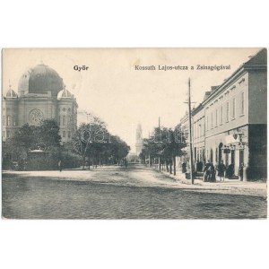 1906 Győr, Kossuth Lajos utca, Zsinagóga, üzletek
