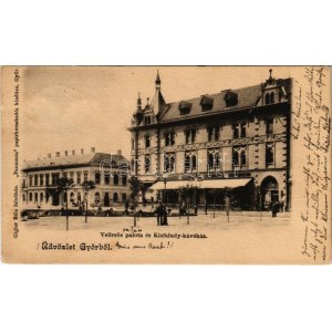 1901 Győr, Veörös palota, Kisfaludy kávéház. Gigler Béla felvétele