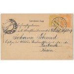 1902 Sopron, Deák tér, SVEV villamos. Blum. N. kiadása. Címeres szecessziós keret, Art Nouveau...