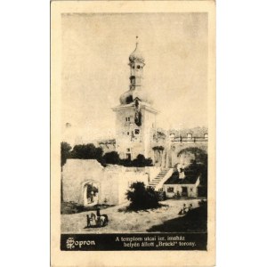 1912 Sopron, A Templom utcai izraelita imaház (zsinagóga) helyén állott Brückl torony s...
