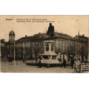 Sopron, Széchenyi tér és szobor, kávéház, zsinagóga. Piri Dániel kiadása (Rb)