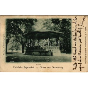 1901 Sopron, Oedenburg; Neuhof, park és pavilon. L. Kummert No. 147. (EK)