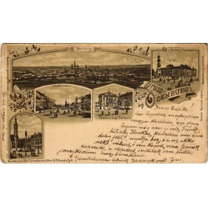 1901 Sopron, Ödenburg; Grabenrunde, Theater und Lisztdenkmal, Rathaus, Comitatsplatz / Várkerület, Színház...