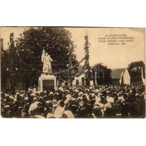1928 Szentlőrinc (Baranya), A világháborúban elesett és eltűnt hősök emlékére emelt szobor leleplezése 1923-ban (EB...