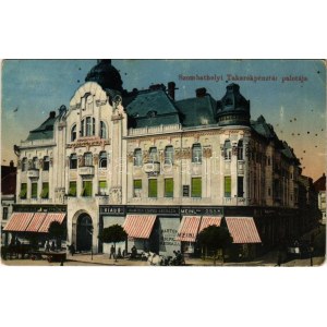 1914 Szombathely, Takarékpénztár palota, Berger, Meinl Gyula, órás és ékszerész, Marton Dávid csipkeáruháza...