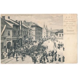 Kolozsvár, Cluj; MÁV Összhang zászlószentelési ünnepélye 1903 augusztus 16-án, részvénytársaság, Fogászati műterem...