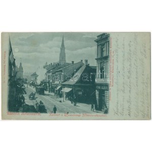 1899 (Vorläufer) Kolozsvár, Cluj; Wesselényi Miklós utca este, Adriai Biztosító, Novák Albert üzlete...